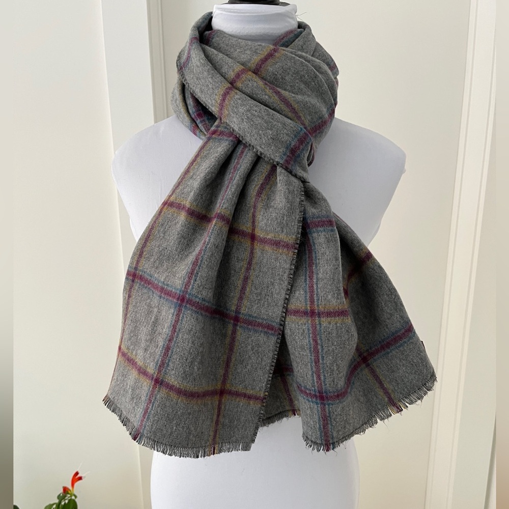 FRAAS Cashmink Oversize Reversible Winter Scarf Plaid Herringbone Grey Cozy